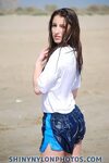 PHOTOSET 127 Wetlook in Dark Blue nylon Puma shorts and whit